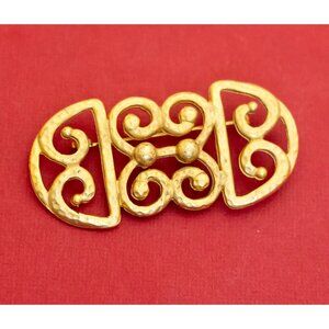Vintage Geometric Abstract Gold Tone Elegant Brooch - F2